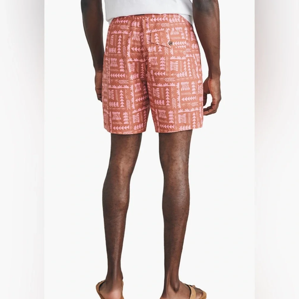 Faherty x Anna Kahalekulu men’s sun washed board shorts size 38 red naupaka‎